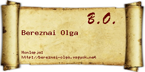 Bereznai Olga névjegykártya